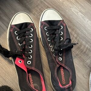Converse Black Canvas Sneakers with Pink Highlights